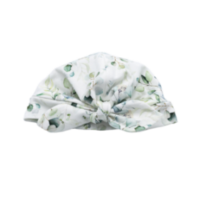 Babyhaube mit Schleife Eucalyptus