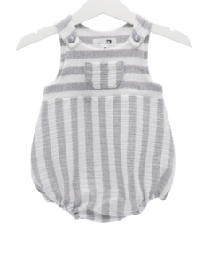 Babystrampler neutral grau weiß gestreift