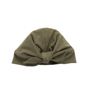 Babyhaube mit Schleife khaki