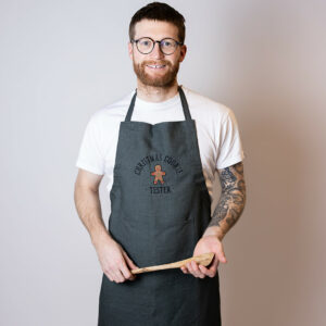 Kochschürze aus Leinen mit Bestickung "Christmas Cookie Tester"