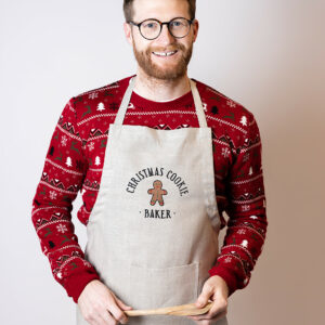 Kochschürze aus Leinen mit Bestickung "Christmas Cookie Baker"
