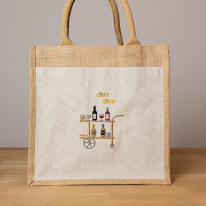 Jute Geschenktasche mit Bestickung "Barwaagen"
