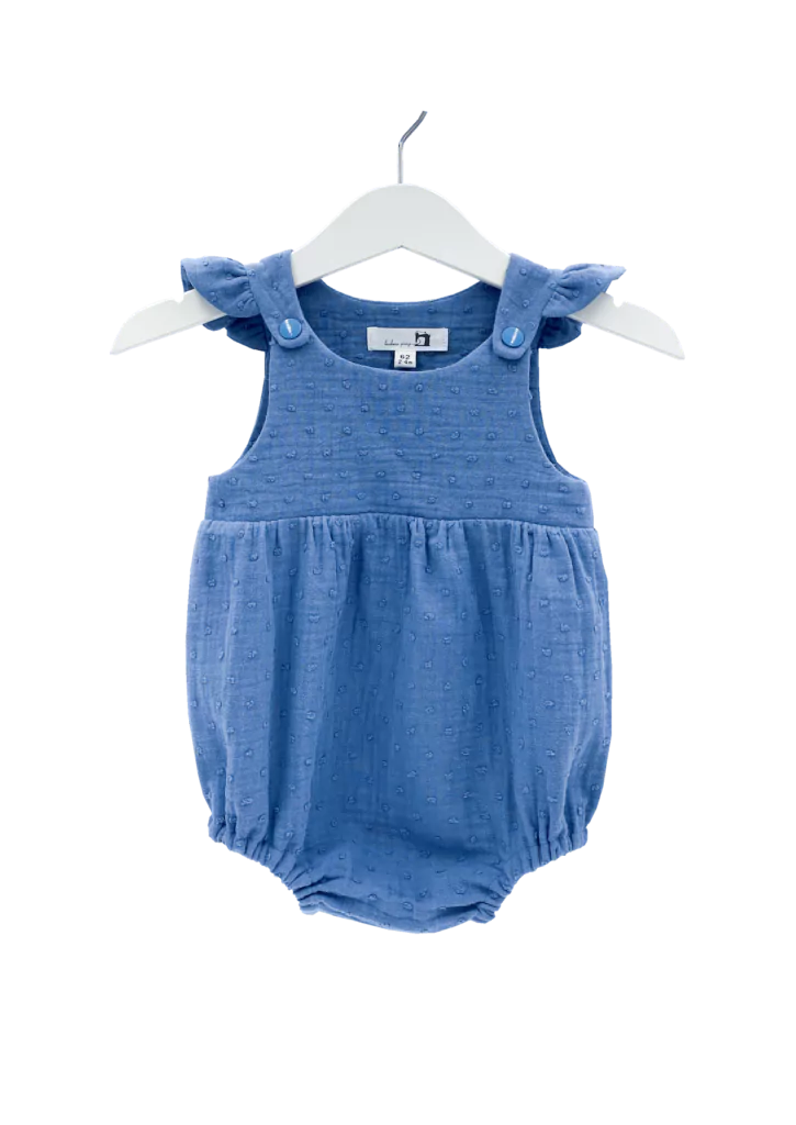 Babystrampler blau Punkte