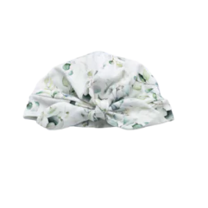 Babyhaube mit Schleife Eucalyptus