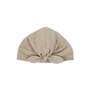 Babyhaube mit Schleife beige