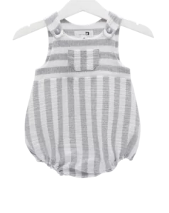 Babystrampler neutral grau weiß gestreift