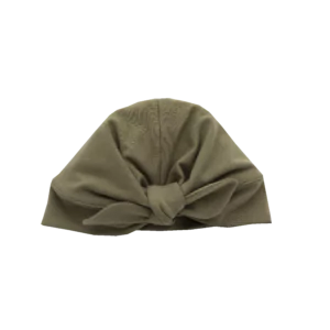 Babyhaube mit Schleife khaki