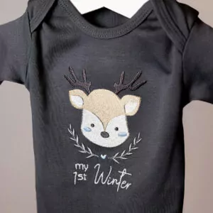 Babybody grau Reh mit "my 1st Winter"