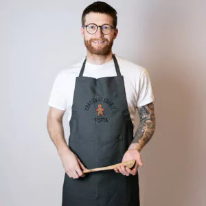 Kochschürze aus Leinen mit Bestickung "Christmas Cookie Tester"