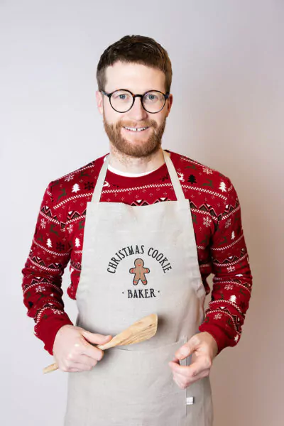 Kochschürze aus Leinen mit Bestickung "Christmas Cookie Baker"