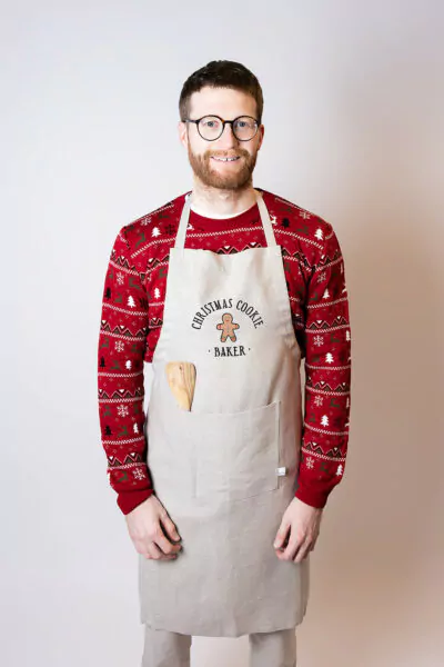Kochschürze aus Leinen mit Bestickung "Christmas Cookie Baker"