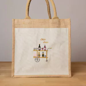 Jute Geschenktasche mit Bestickung "Barwaagen"