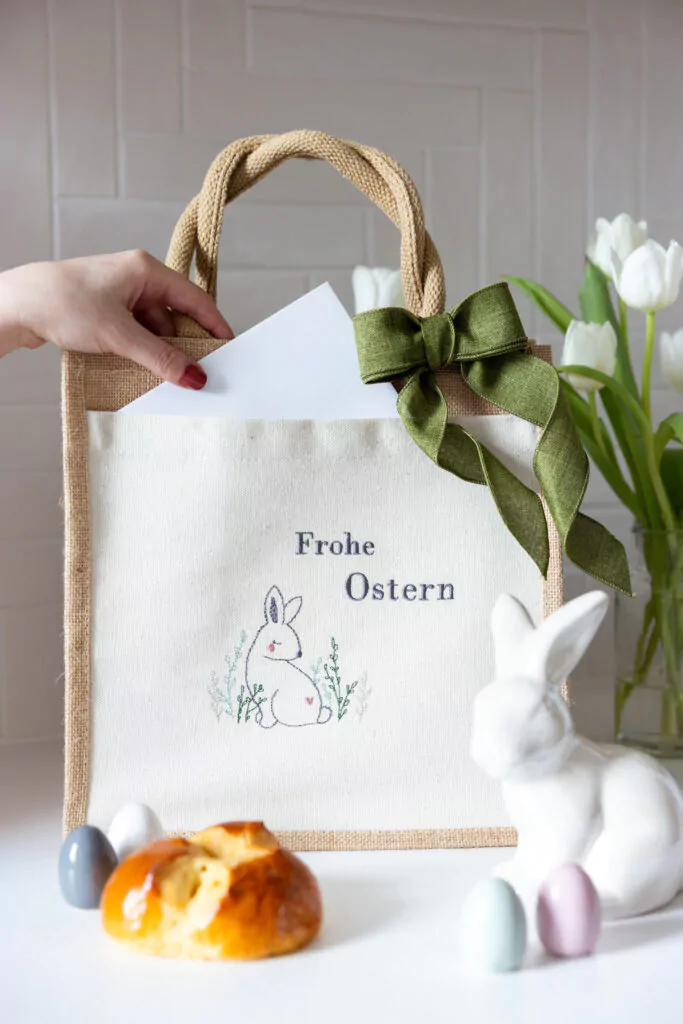 Osterhase-Geschenketasche aus Jute 