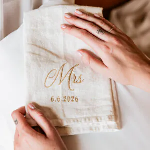 Leinenserviette Hochzeit Creme